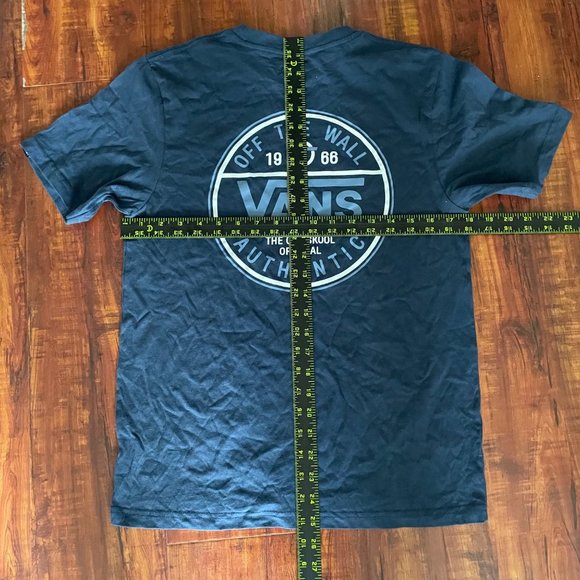 Vans Off The Wall Boys T Shirt Sz L 12/14 Blue Logo Short Sleeve Old Skool - Picture 8 of 10